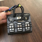 Mini Handbag Charm Birkin-Inspired Platinum Finish
