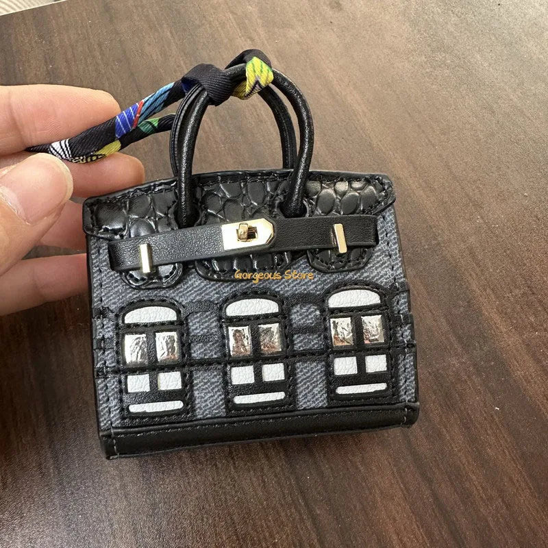 Mini Handbag Charm Birkin-Inspired Platinum Finish