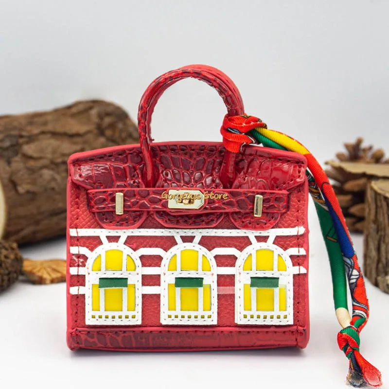 Mini Handbag Charm Birkin-Inspired Platinum Finish