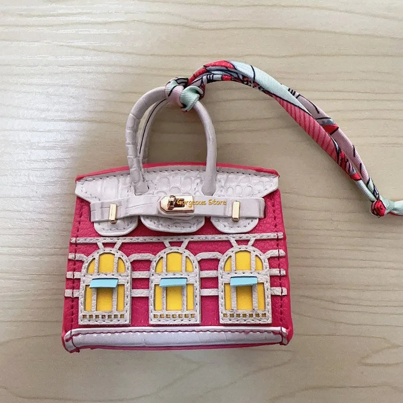 Mini Handbag Charm Birkin-Inspired Platinum Finish