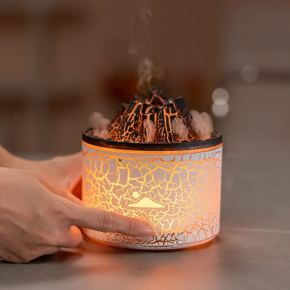 Mini Humidifier Volcano Design Color-Changing LED USB-Powered