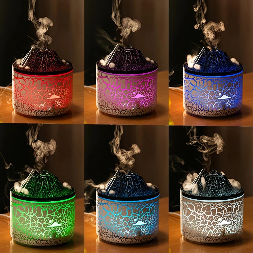 Mini Humidifier Volcano Design Color-Changing LED USB-Powered
