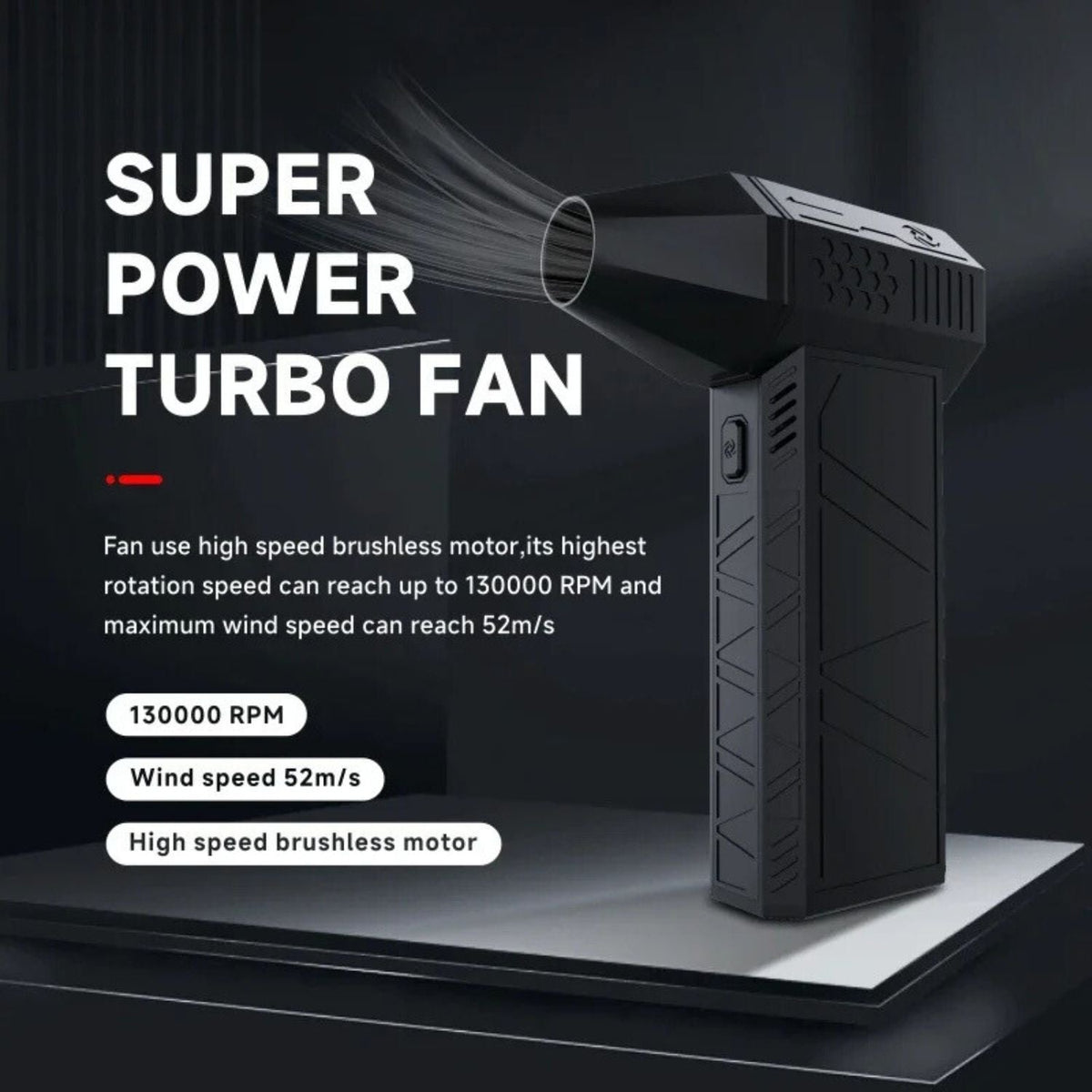 Mini Jet Fan High-Speed USB-C Rechargeable 4-Hour Runtime