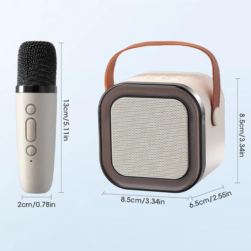 Mini Karaoke Speaker Portable Bluetooth Two Wireless Microphones