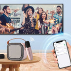 Mini Karaoke Speaker Portable Bluetooth Two Wireless Microphones