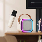 Mini Karaoke Speaker Portable Bluetooth Two Wireless Microphones