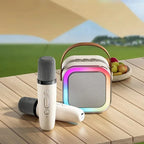 Mini Karaoke Speaker Portable Bluetooth Two Wireless Microphones