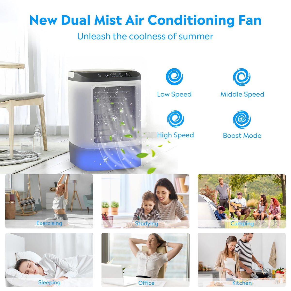 Mini Portable Air Conditioner 4-in-1 USB-Powered Quiet