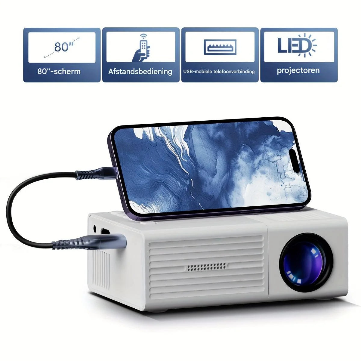 Mini Projector 3000 Lumens LED HDMI & USB