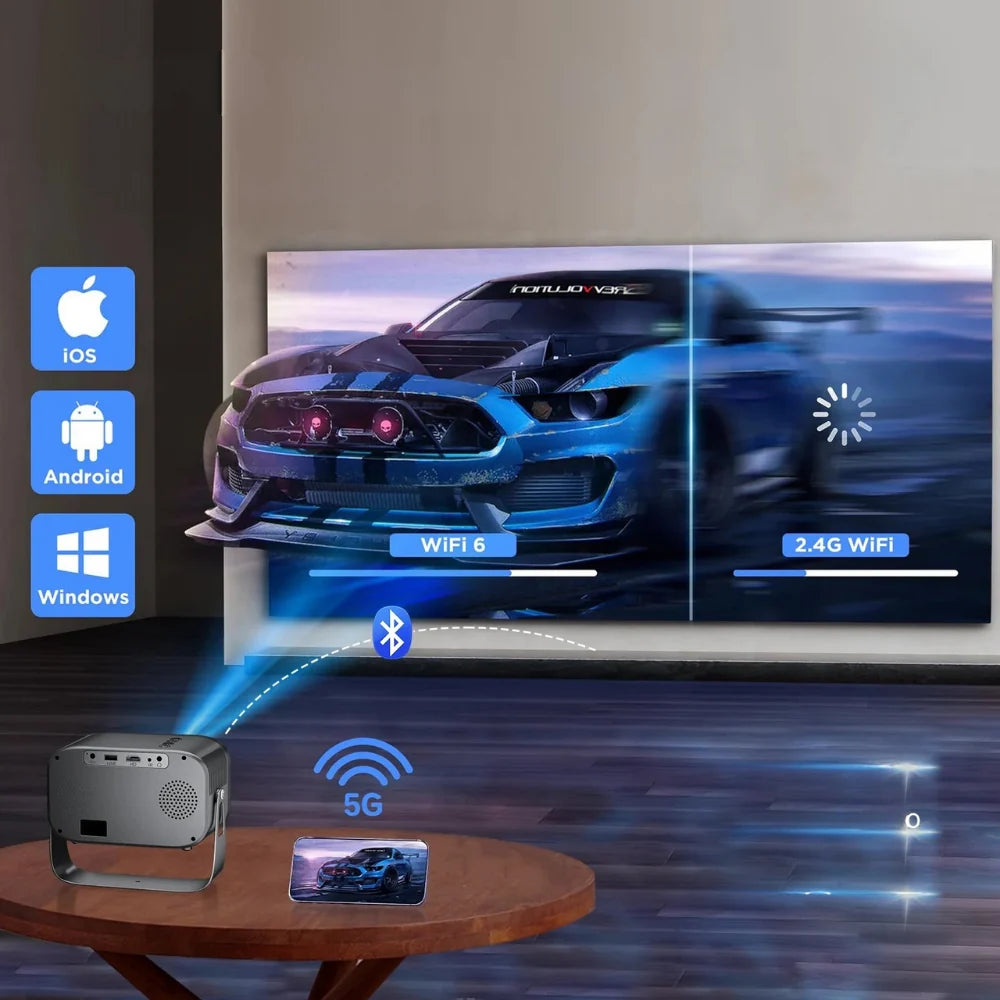 Mini Projector Portable WiFi & Bluetooth 4K Support