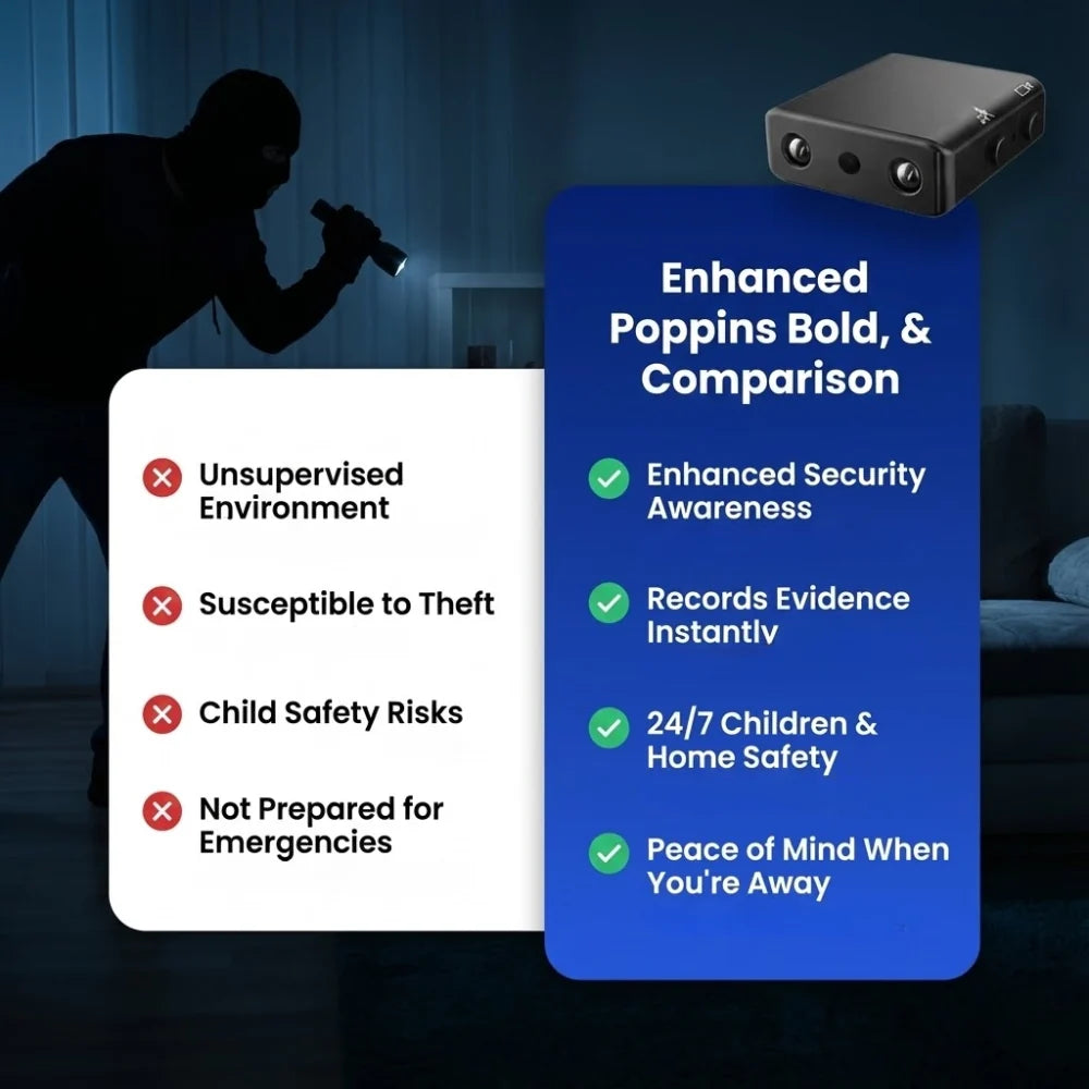 Mini Security Camera 1080P Night Vision & Motion Detection
