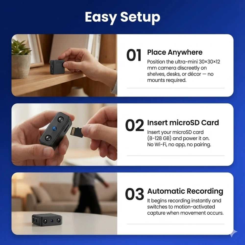 Mini Security Camera 1080P Night Vision & Motion Detection