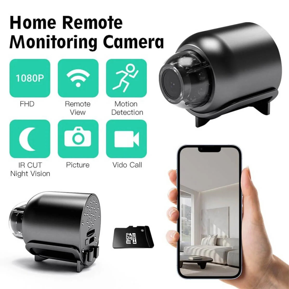 Mini Security Camera 1080P Night Vision WiFi