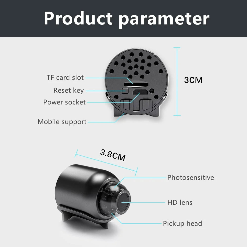 Mini Security Camera 1080P Wireless Night Vision Motion Detection