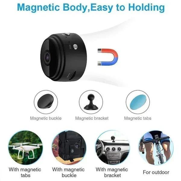 Mini Security Camera 1080p Night Vision & Magnetic Mount