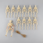 Mini Skeleton Figurines Posable Molded Plastic With Jute String