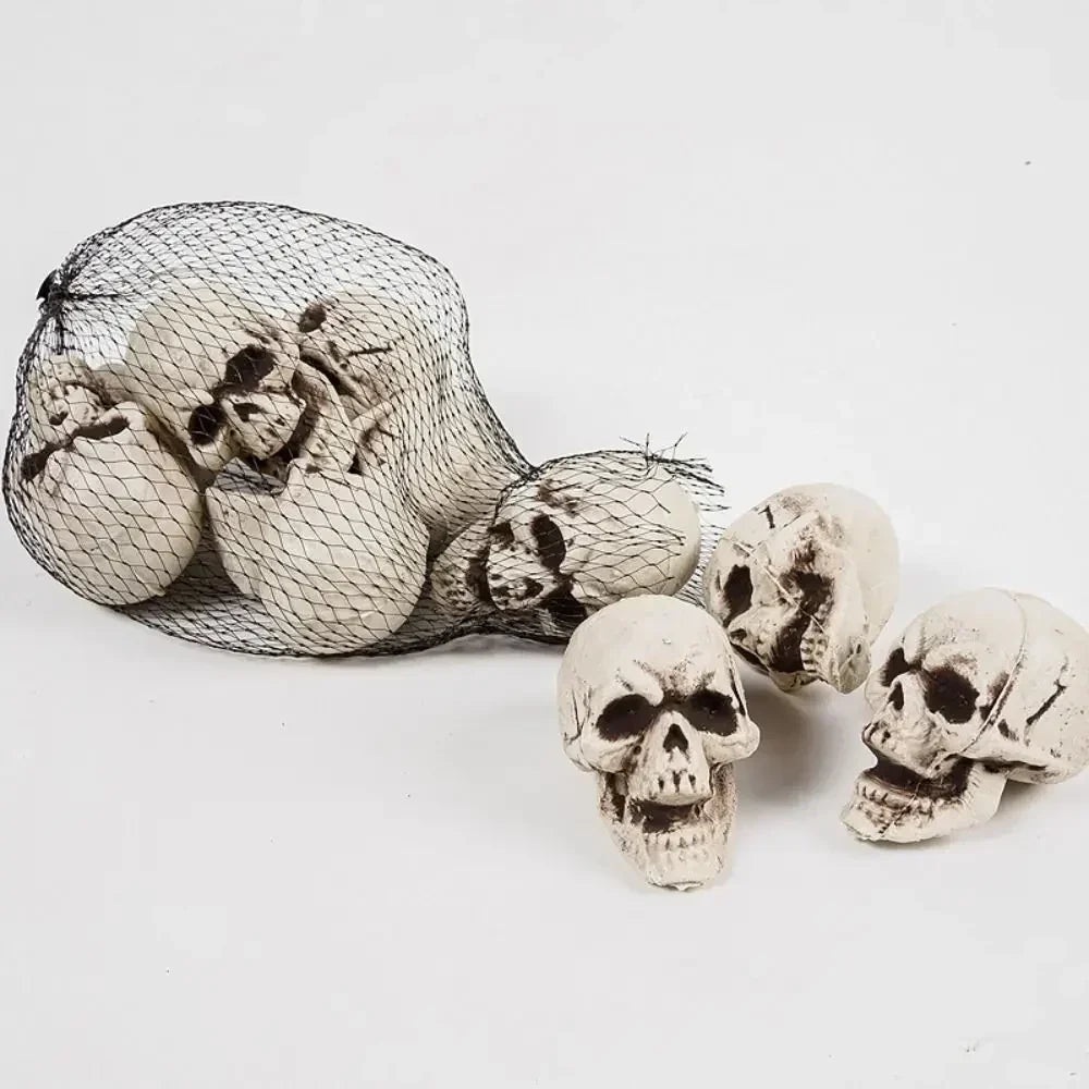 Mini Skull Decorations Set of 10 White Finish