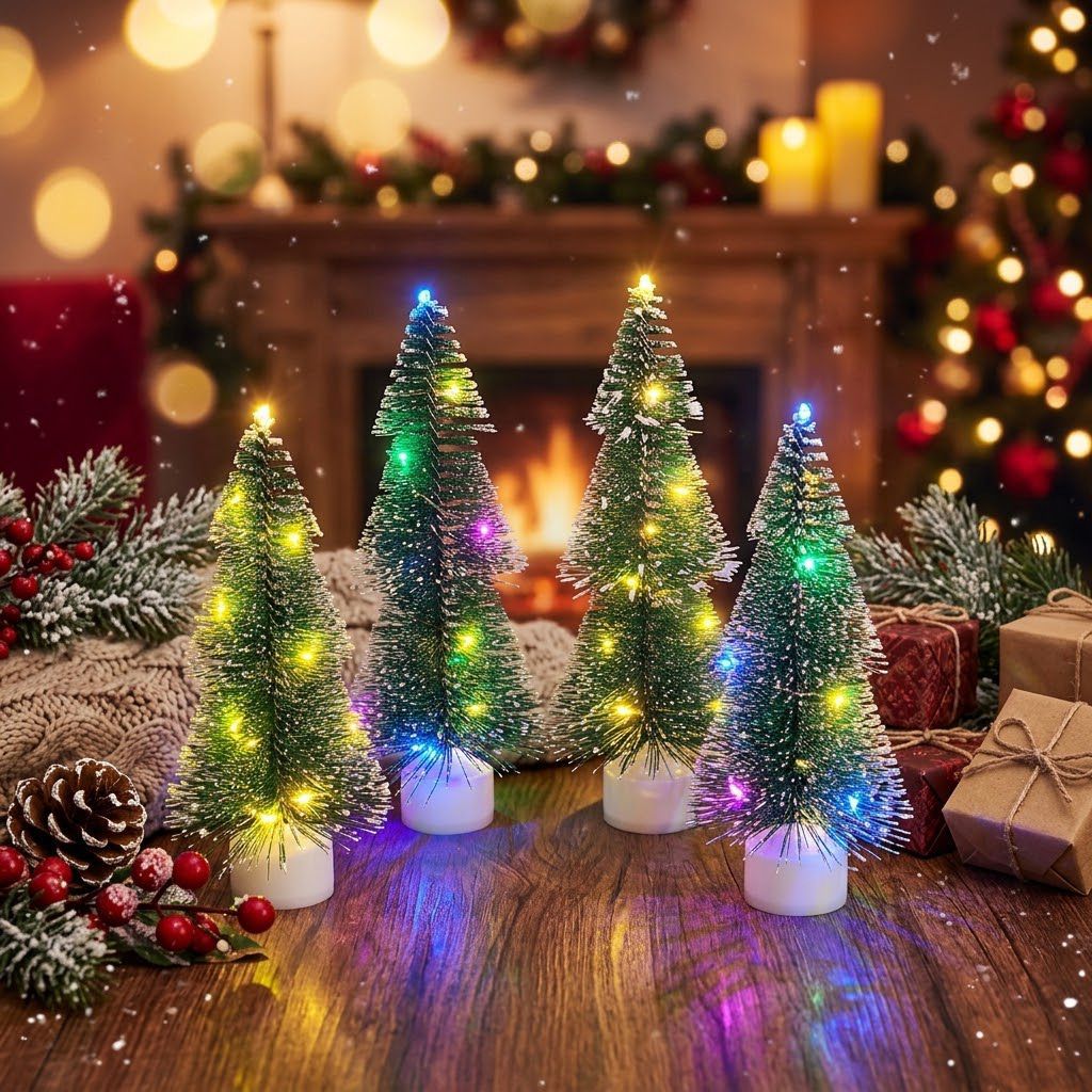 Mini Tabletop Christmas Tree Warm White LED Faux Pine
