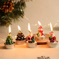 Mini Tea Light Candles Festive Metal Cup Set
