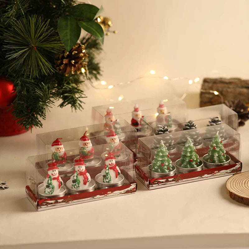 Mini Tea Light Candles Festive Metal Cup Set
