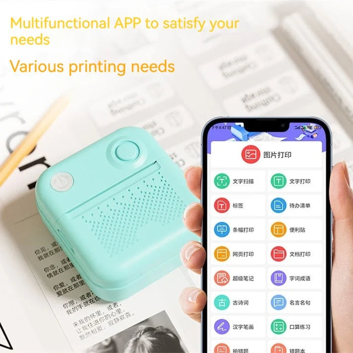 Mini Thermal Printer Bluetooth Ink-Free Portable
