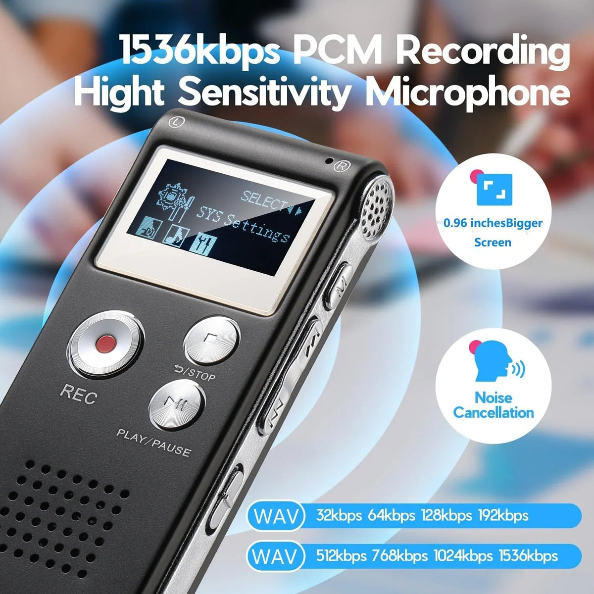 Mini Voice Recorder Voice-Activated USB Rechargeable 64 GB
