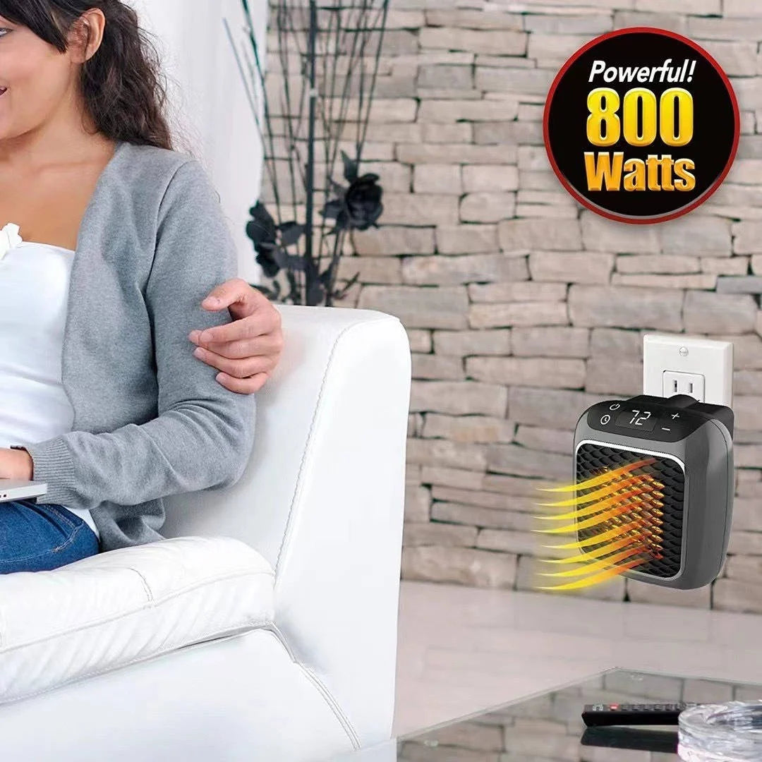 Mini Wall Heater Ceramic Plug In Thermostat & Timer