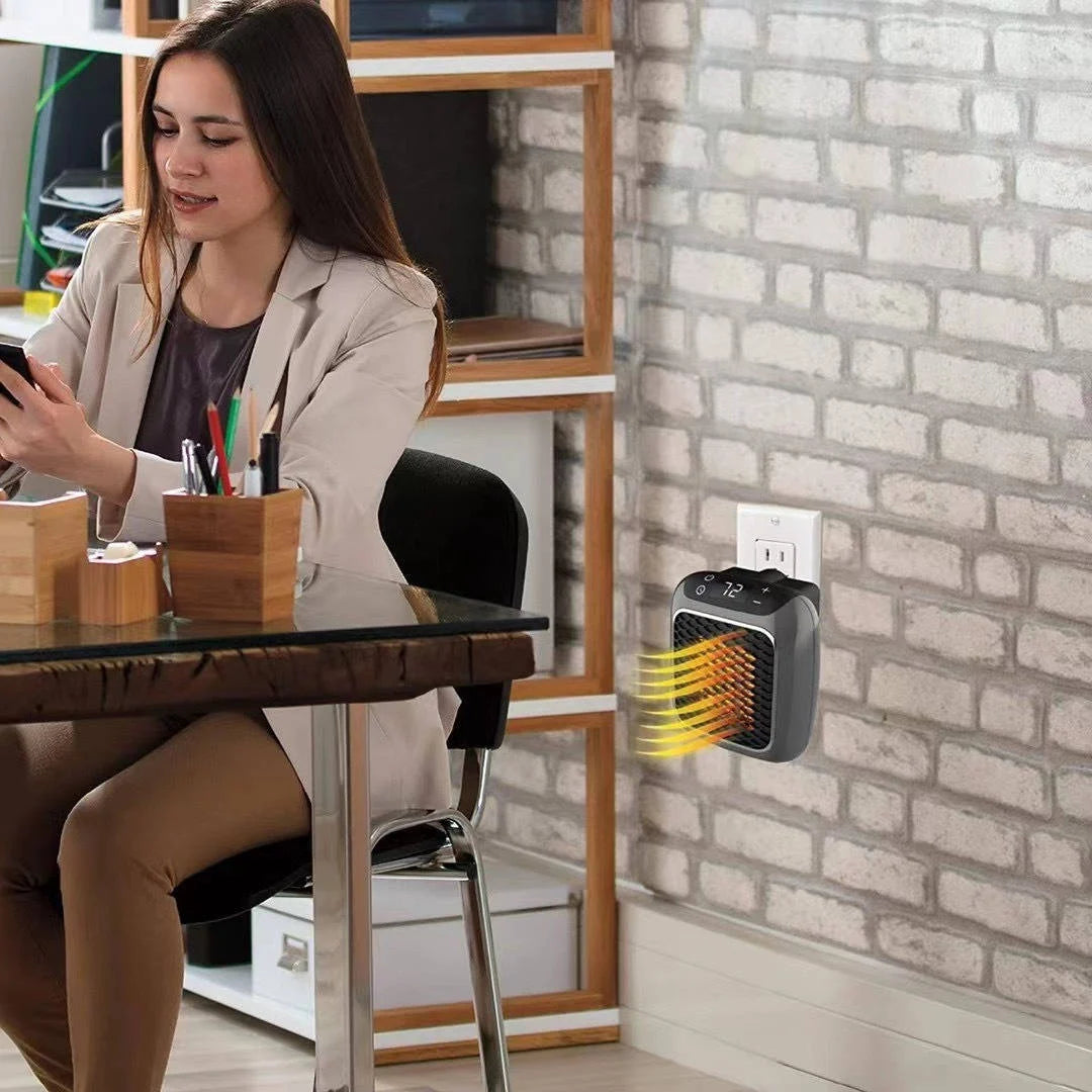 Mini Wall Heater Ceramic Plug In Thermostat & Timer