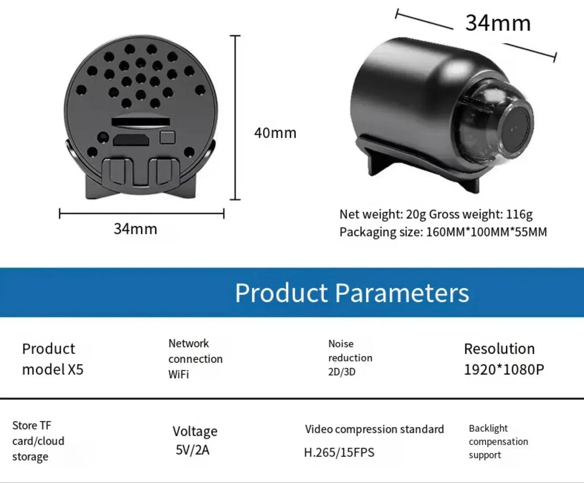 Mini WiFi Camera 1080P Night Vision & Motion Alerts