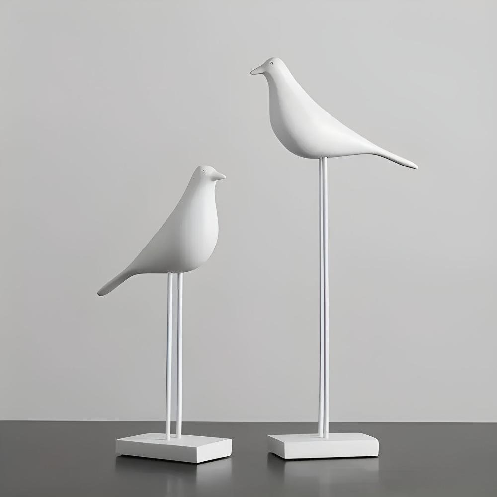 Minimal Monochrome Ceramic Bird Figurine (Two Sizes)