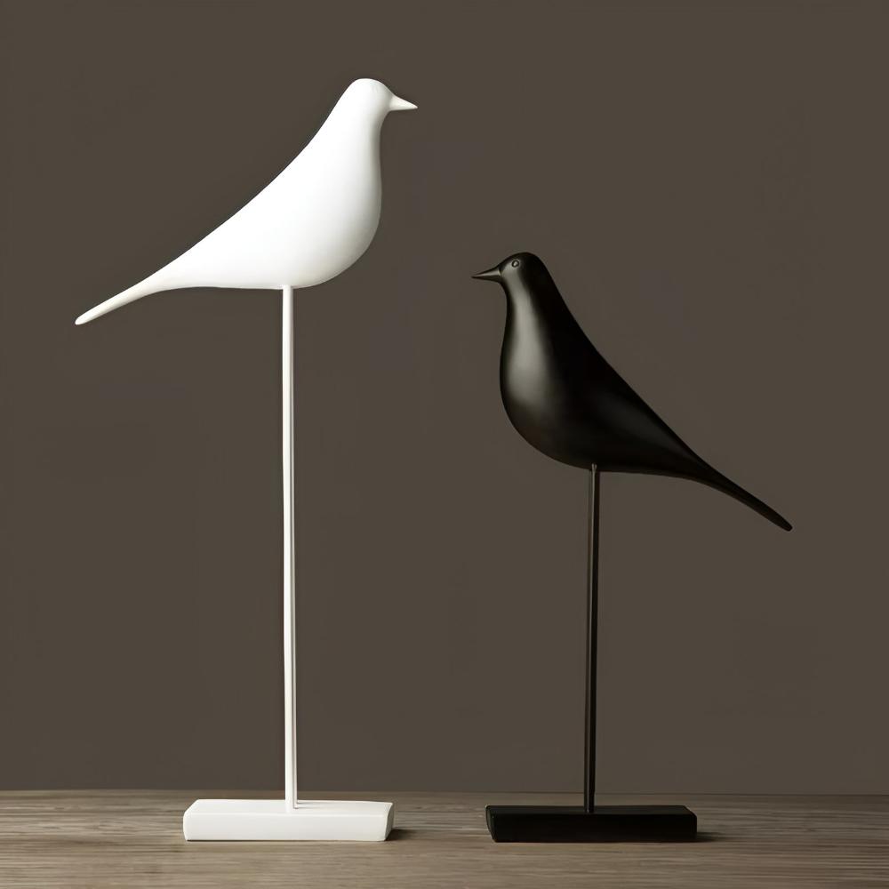 Minimal Monochrome Ceramic Bird Figurine (Two Sizes)