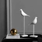 Minimal Monochrome Ceramic Bird Figurine (Two Sizes)