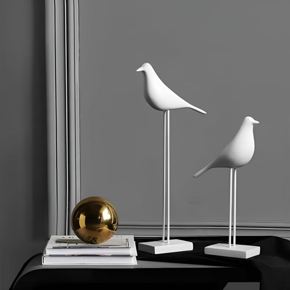Minimal Monochrome Ceramic Bird Figurine (Two Sizes)
