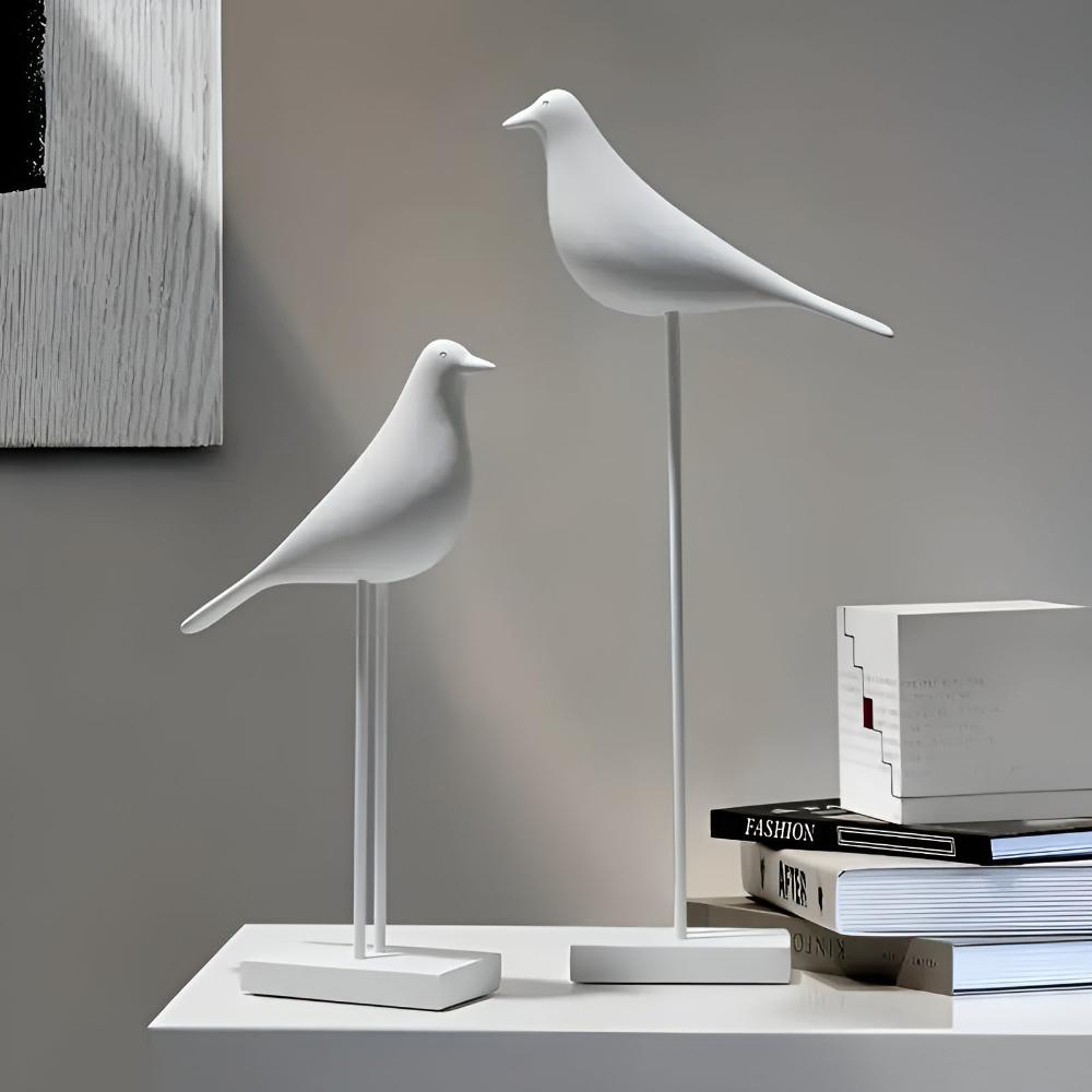 Minimal Monochrome Ceramic Bird Figurine (Two Sizes)