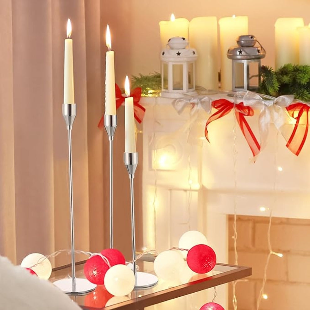 Minimalist Polished Stainless Steel Candle Holder Set (3-Piece)