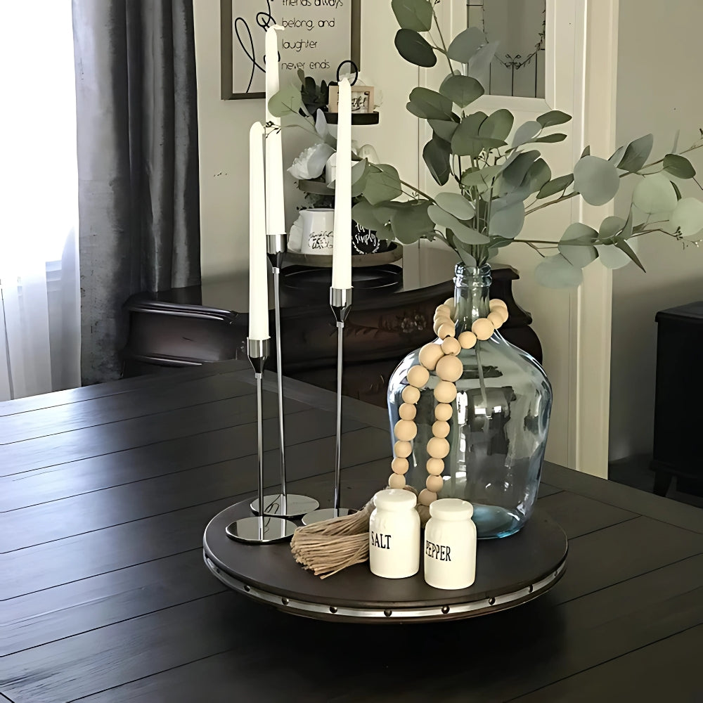 Minimalist Polished Stainless Steel Candle Holder Set (3-Piece)