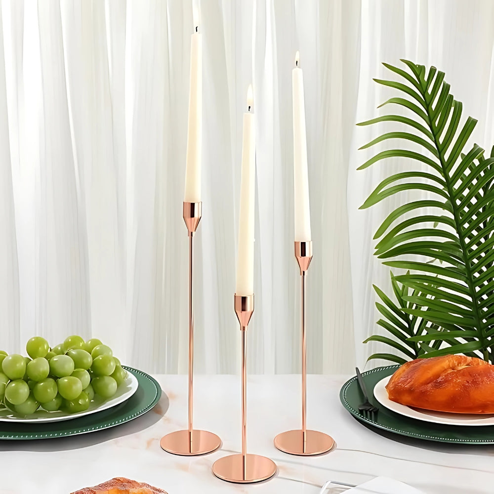 Minimalist Polished Stainless Steel Candle Holder Set (3-Piece)