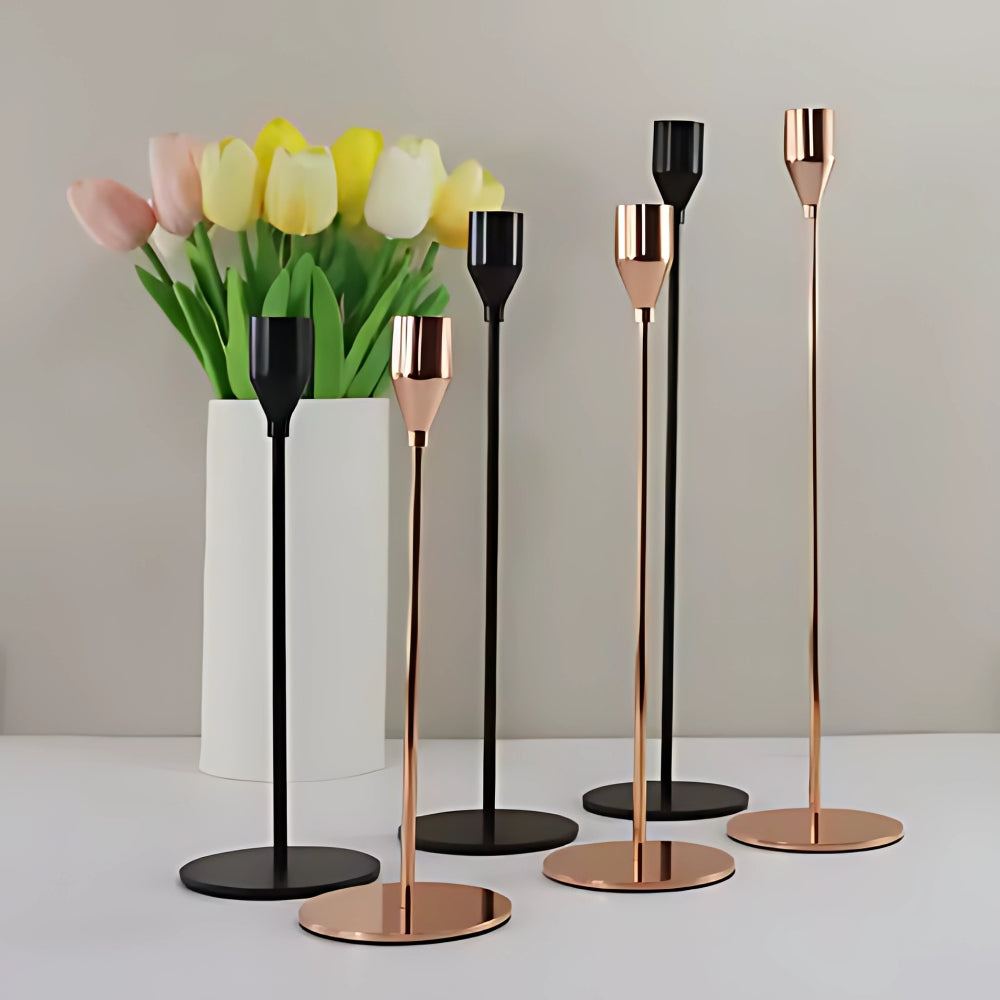 Minimalist Polished Stainless Steel Candle Holder Set (3-Piece)