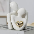 Minimalist Resin Couple Sculpture (Gold Heart Accent)