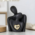 Minimalist Resin Couple Sculpture (Gold Heart Accent)