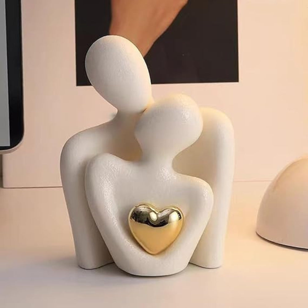 Minimalist Resin Couple Sculpture (Gold Heart Accent)