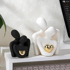 Minimalist Resin Couple Sculpture (Gold Heart Accent)
