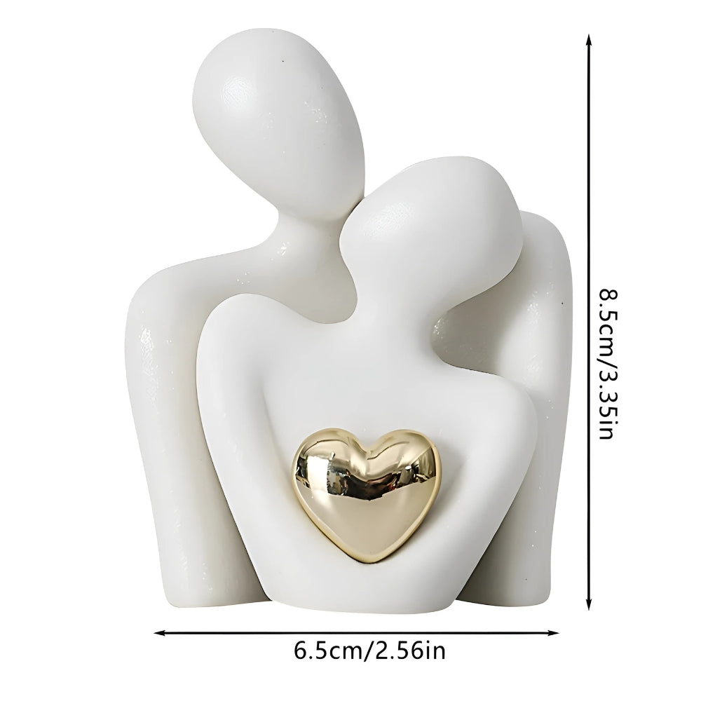 Minimalist Resin Couple Sculpture (Gold Heart Accent)