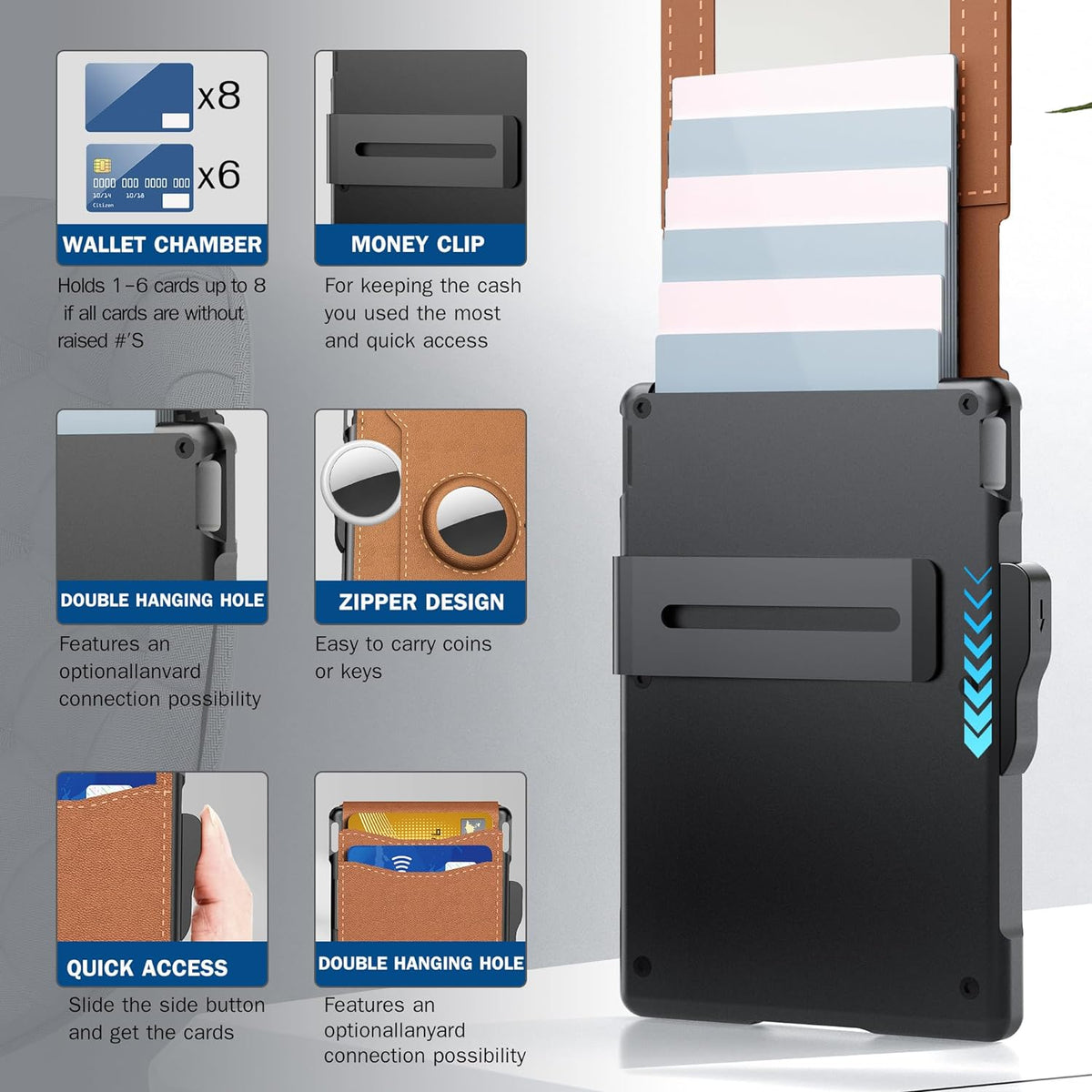 Minimalist Wallet RFID Blocking Aluminum & Leather