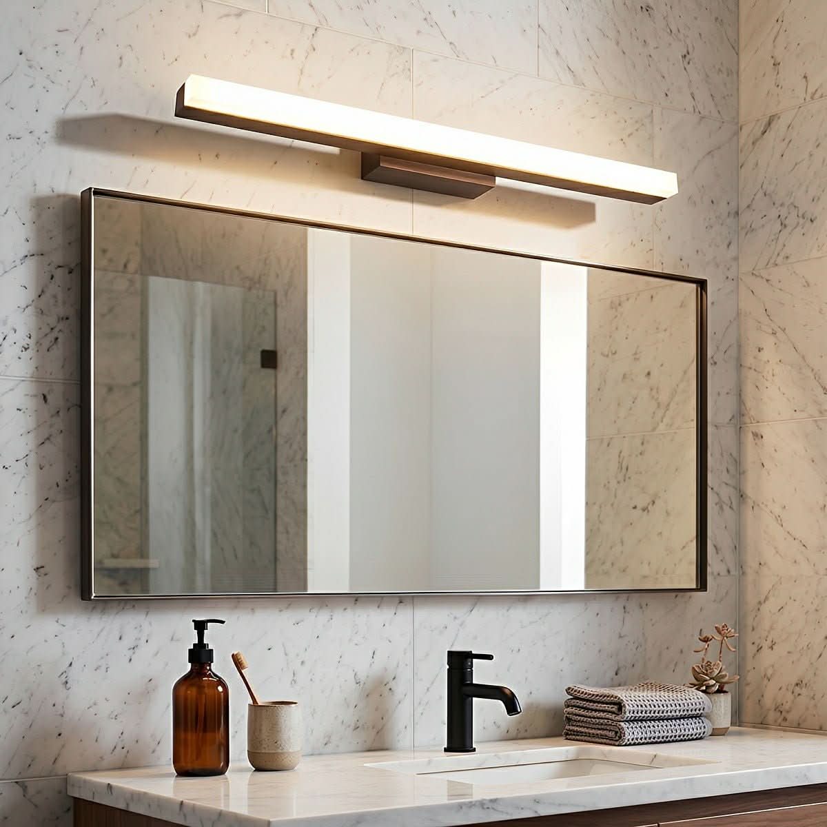 Mirror Light Walnut Wood High CRI Stepless Dimming