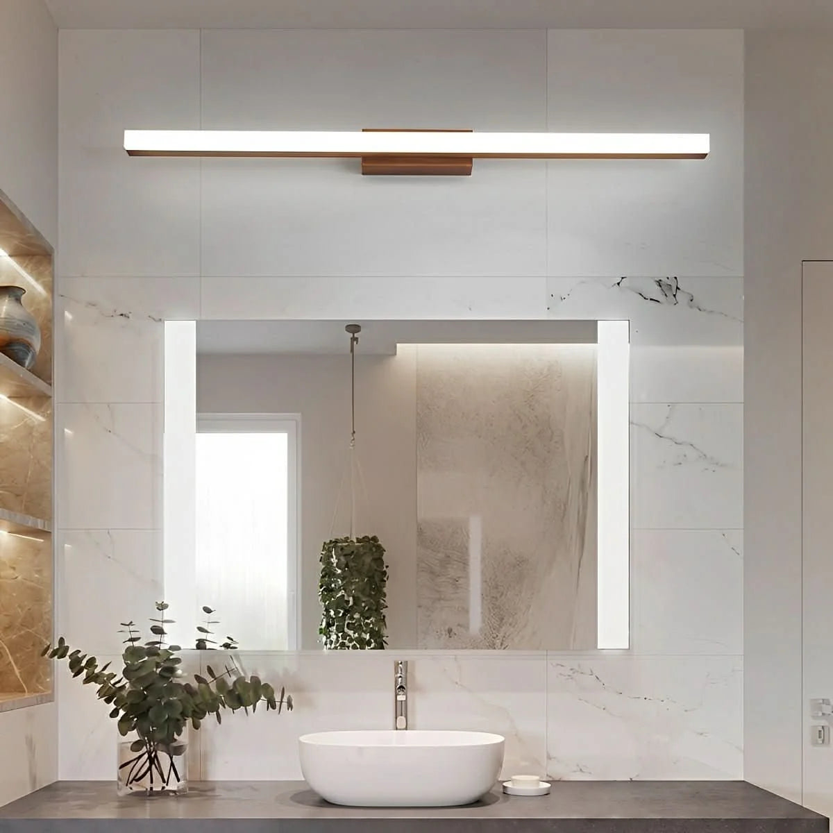 Mirror Light Walnut Wood High CRI Stepless Dimming