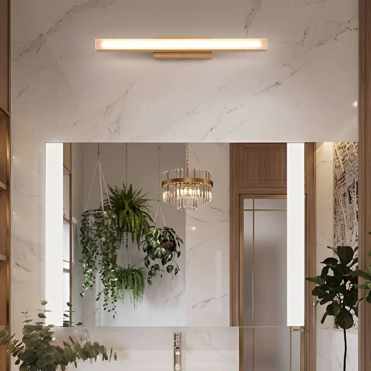Mirror Light Walnut Wood High CRI Stepless Dimming