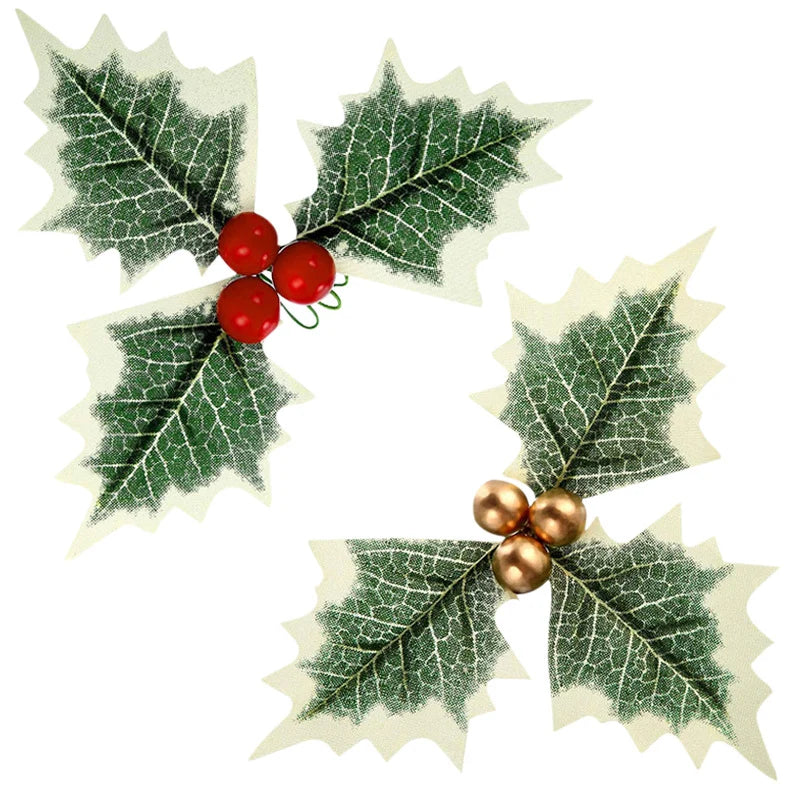 Mistletoe Sprays Golden Berries Lifelike Leaves Set of 30