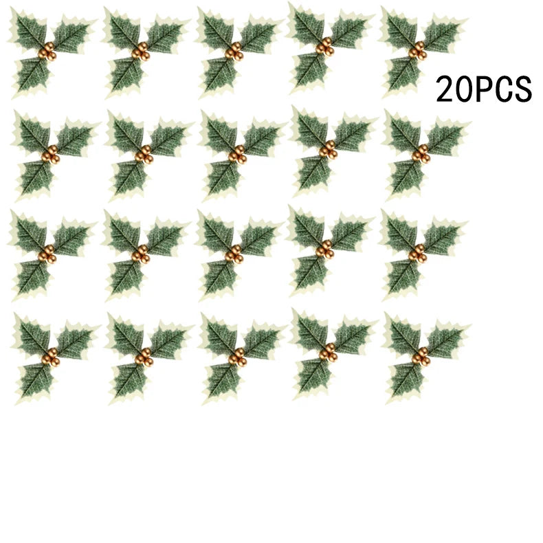 Mistletoe Sprays Golden Berries Lifelike Leaves Set of 30