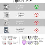 Mixer Bowl Liner 5-Quart Food-Grade Silicone Removable Lid